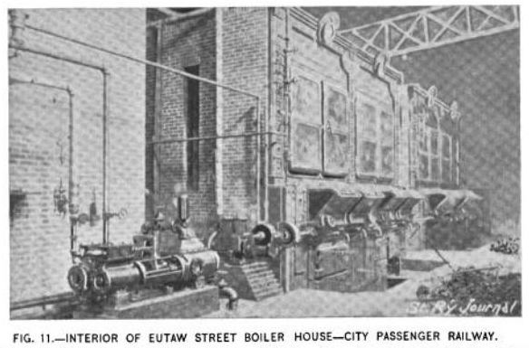 Fig. 11 -- Interior of Eutaw Street Boiler House -- City Passenger Railway.