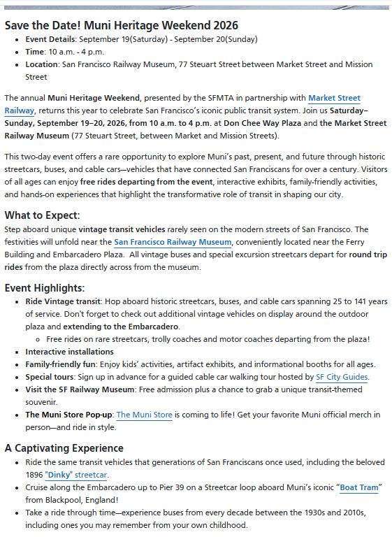2026 Muni Heritage Weekend