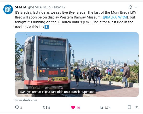 SFMTA Breda farewell