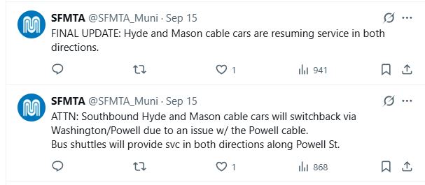 SFMTA Powell Street cable issue