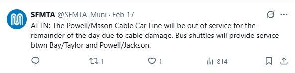 SFMTA Powell-Mason cable Damage