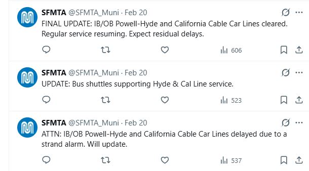 SFMTA Powell-Hyde and Cal lines stopped
