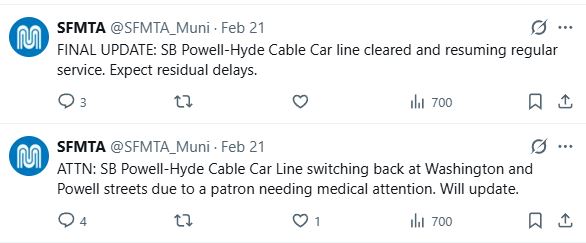 SFMTA powell-hyde cable medical issue